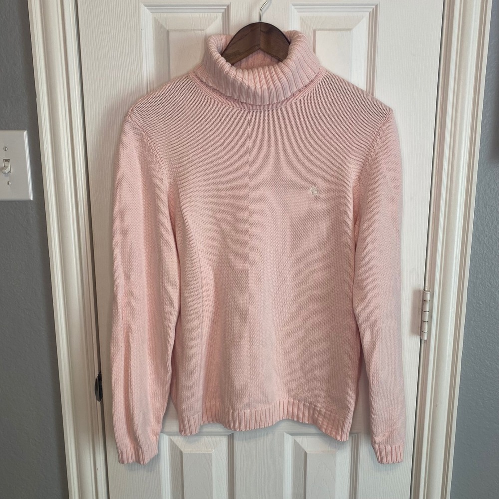 Lauren Ralph Lauren Pink Cotton Turtleneck Sweater XL Embroidered RL Logo